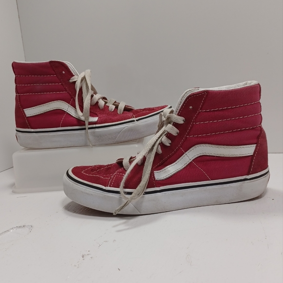 VANS Off The Wall Sk8-Hi Red/Fuschia High Top Sneakers Shoes Mens 3.5 / Womens 5 - Picture 5 of 9